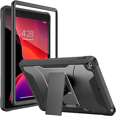 Soke Case for iPad 9th/8th/7th Generation 10.2-Inch (2021/2020/2019 Release), Shockproof Rugged Protective Cover with Built-in Kickstand for Apple iPad 10.2 Inch - Black