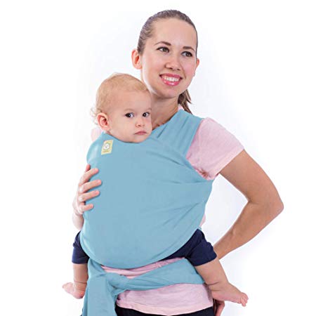 Baby Wrap Carrier All-in-1 Stretchy Baby Wraps - Baby Sling - Infant Carrier - Babys Wrap - Hands Free Babies Carrier Wraps - Baby Shower Gift - One Size Fits All (Baby Blue)