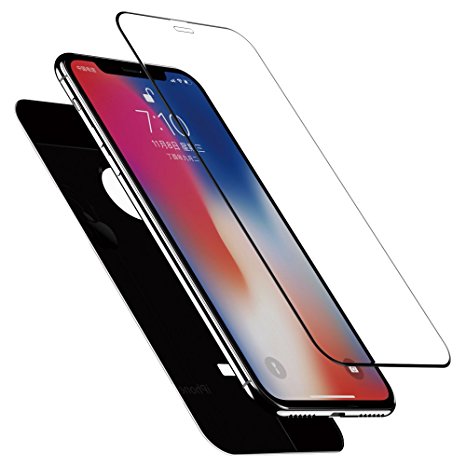 iPhone X Screen Protector, [2 Packs] [ Clear Front   Black Back ] Tempered Glass iPhone X Full Screen Protectors [3D Touch] Case Friendly Protective Screen Protector Glass for Apple iPhone X
