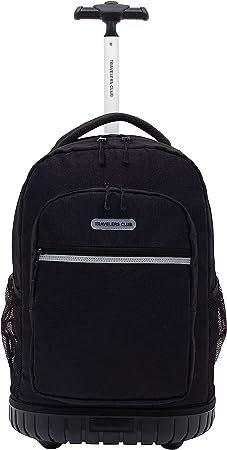 Travelers Club Rolling Backpack with Shoulder Straps, Black, 18-Inch