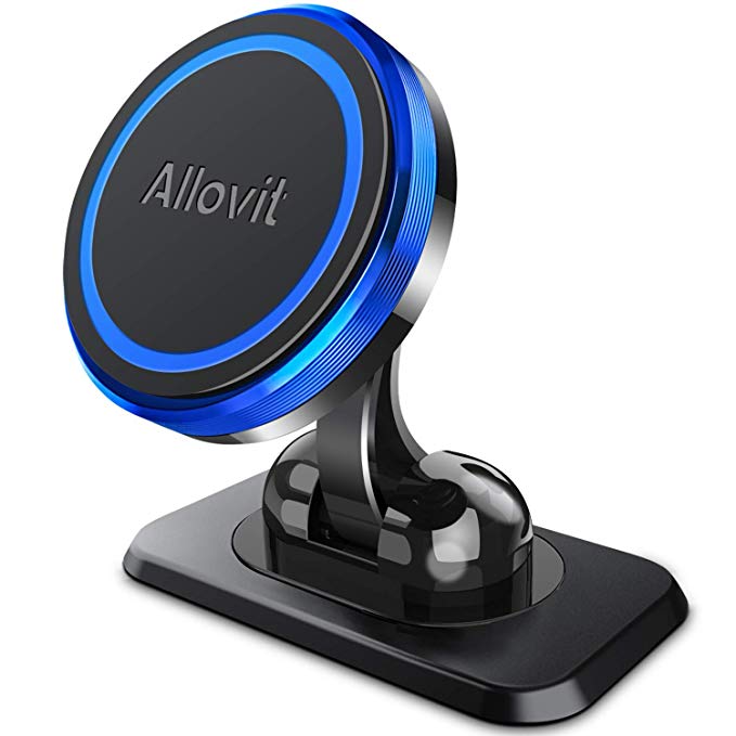 Magnetic Phone Car Mount, Allovit Universal Cell Phone Holder for Car, 360° Adjustable Magnet Cellphone Holder Compatible with iPhone 11 Pro Xs Max XR X 8 7 Plus 6S SE, Galaxy S9 and More
