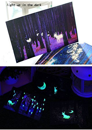Glow In The Dark Postcards Set of 30 Woodland Animals Forest Deer Postcard Post Card Greeting Cards (Variety Pack)