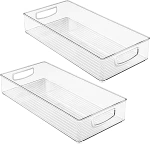 iDesign Stackable Plastic Pantry Bins with Handles - Storage Bins for Organizing Kitchen - Set of 2 - Clear