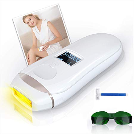 IPL Hair Removal Device for Women, 500300 Flashes Permanent Laser Hair Removal System Home Use Painless Epilator Hair Removal with Sun Glasses and Razor for Body, Face, Bikini and Armpits