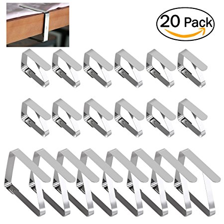 OUNONA Tablecloth Clips Clamps,Included 2 Different Size,20 Clips in Total