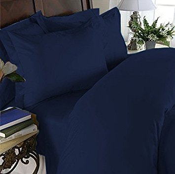 Elegant Comfort 1500 Thread Count Luxury Egyptian Quality Super Soft Wrinkle Free and Fade Resistant 4-Piece Sheet Set, Full, Navy