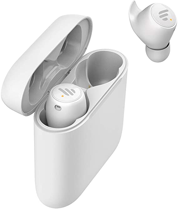 Edifier TWS6 True Wireless Earbuds – Ultra-Slim Profile Sports in-Ear Headphones Feature Bluetooth 5.0 with aptX, 32-Hour Battery Life with Wireless Charging, IP55 Waterproof and Dustproof, White