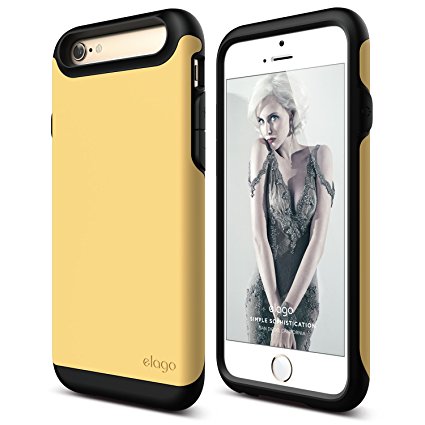 iPhone 6S Case, elago [Duro][Matte Black / Creamy Yellow] - [Premium Armor][Heavy Shock Absorption][Dual Layers] – for iPhone 6/6S