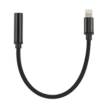 Lightning to 3.5mm Headphone Jack Adapter for iPhone 7 / 7 Plus, K-ble iPhone 7 Lightning Port to 3.5mm Female Audio Jack Headphone Cable Adapter (Black)