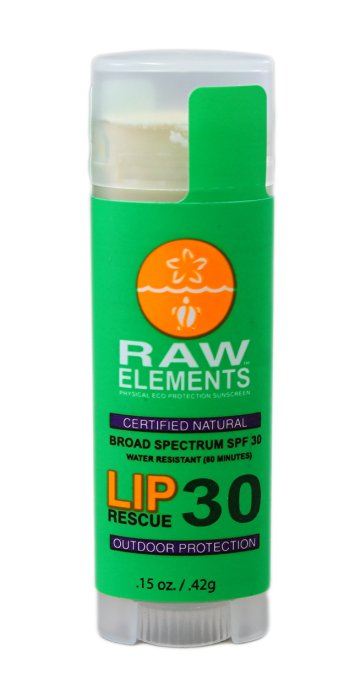 Raw Elements: Outdoor Lip Rescue SPF 30  Lip Balm, .15 oz, Water-Resistant, Packed with Antioxidants, Vitamins and Minerals.