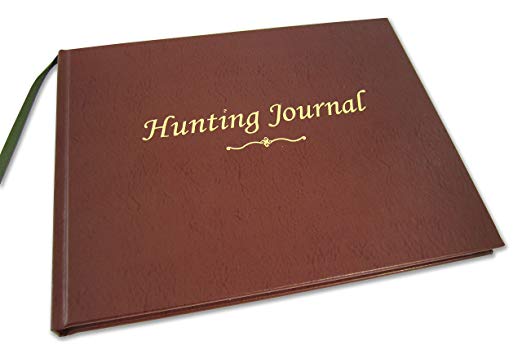 BookFactory Hunting Journal/Hunter's Log Book/Notebook - 96 Pages, Burgundy Bonded Leather Cover, Smyth Sewn Hardbound, 8 7/8" x 7" (JOU-096-CCR-XT-HUNT-XTT44)