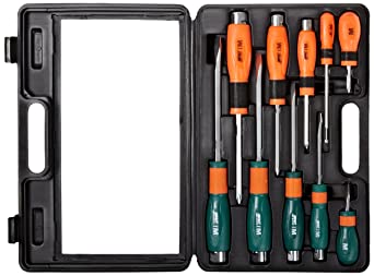 Morris Products 10 Piece High Impact Screwdriver Set – Ergonomic Design, Cold, Impact Resistant – Slotted, Phillips, Pickup Tool – for Use On Metal, Non-Metal – 1 Set