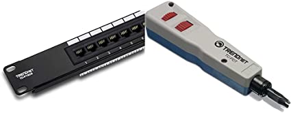 TRENDnet 16-Port Cat6 Unshielded Patch Panel, TC-P16C6, Wallmount or Rackmount & Punch Down Tool with 110 and Krone Blade, Insert & Cut Terminations in One Operation, Grey, TC-PDT