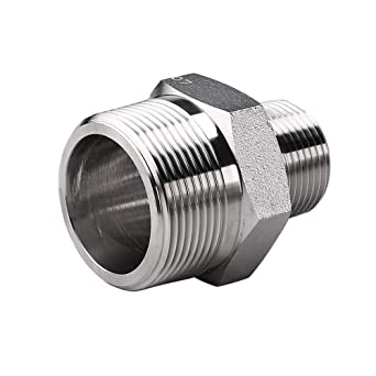 Avanty Stainless Steel 304 Forged Pipe Fitting Reducing Hex Nipple 3/4" NPT Male x 1/2" NPT Male Straight Connector Adapter 3000psi