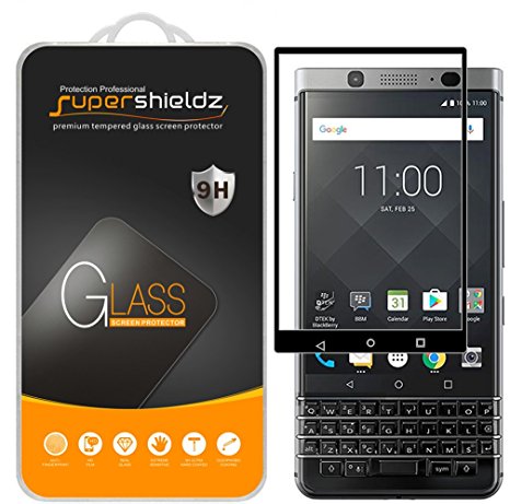 [2-Pack] Supershieldz For Blackberry Keyone Tempered Glass Screen Protector, [Full Screen Coverage] Anti-Scratch, Bubble Free, Lifetime Replacement Warranty (Black)