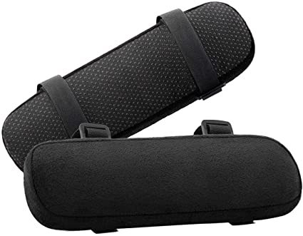 MOSISO Chair Armrest Pads (2 Pack), Memory Foam Home/Office Chair Arm Cover Comfy Computer Gaming Chair Cushion Removable Washable Elbow Support Forearm Pressure Relief, Black