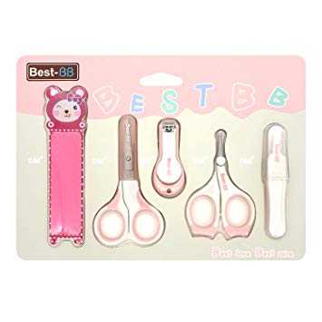 5 Pieces Baby Nail Clipper Set Including Nail Scissors and Tweezer, Kids Manicure Set Grooming Kit for Toddler, Infant Baby Nail Care Kit for Newborn （Pink）