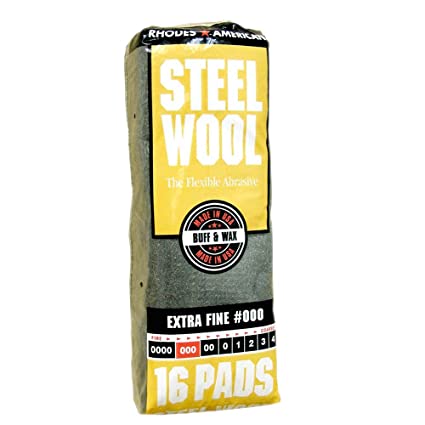 Steel Wool, 16 pad, Extra Fine Grade #000, Rhodes American, Buff and Wax Steel Wool