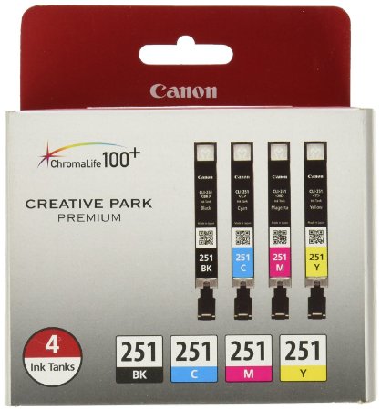 Canon CLI-251 BK/CMY 4 PK Value Pack Ink for Canon InkJet Printers (2-PK)