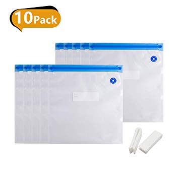[10 Bags] Sous Vide Bags for Immersion Circulator, ACRATO Food Storage Bags BPA-Free Reusable Food Zipper Bags with 2 Sealing Clips, Easy to Use &Environmental-friendly