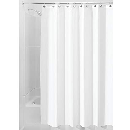 InterDesign Fabric Shower Curtain, Modern Mildew-Resistant Bath Liner for Master, Kid's, Guest Bathroom, 54 x 78 Inches White