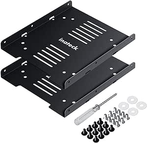 Inateck Kit de Montaje para 2 Discos Duros SSD y HDD de 2,5" a bahías internas de 3,5", Marco de Metal para Montaje de Discos Duros, Adaptador, para SSD Interna de PC,SA04004