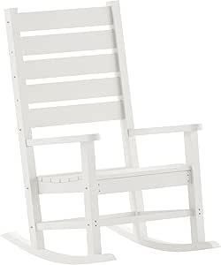 Flash Furniture Manchester Commercial Grade Outdoor Rocking Chair, All-Weather HDPE Indoor/Outdoor Rocker, White