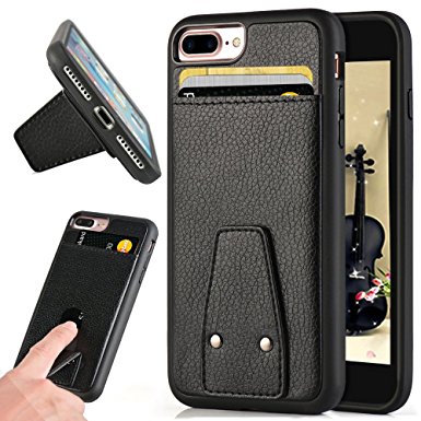 iphone 7 plus Wallet Case, ZVE Apple 7 plus [Kickstand] Case Cover Protective Case Ultra Slim Fit Leather Wallet Card Holder Case Cover for iPhone 7 plus & iPhone 7 plus 5.5 inch - Black