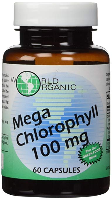 WORLD ORGANIC Chlorophyll 60 mg 100 Capsules, 0.02 Pound