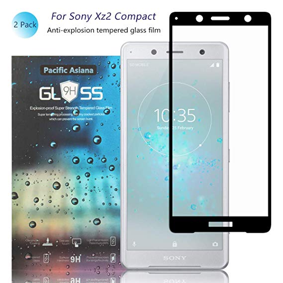Pacific Asiana Screen Protector Compatible Sony Xperia XZ2 Compact, Ultra Thin HD Clear Ballistic [9H Hardness][Anti-Scratch][Bubble-Free][Case Friendly] Tempered Glass Replacement(2-Pack)
