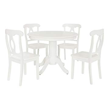 Aubrey 5 piece Traditional Height Pedestal Dining Set, White