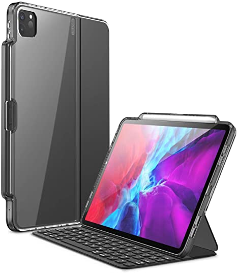 i-Blason Halo Series Case for New iPad Pro 11 Inch (2020/2018 Release), [ONLY for use with Smart Keyboard Folio; Compatible with Official Smart Folio] Clear Protective Case with Pencil Holder, Black