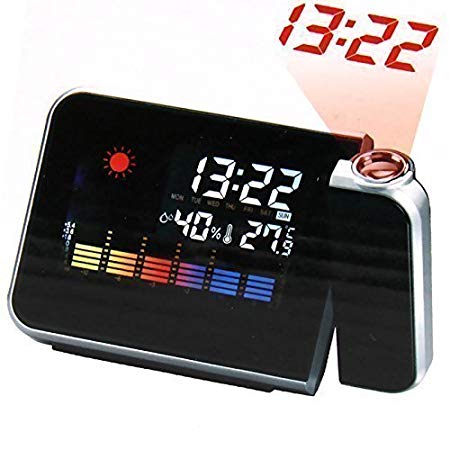 YXGOOD LED Backlight/Color Display w,Digital Projection Weather LCD Snooze Alarm Clock