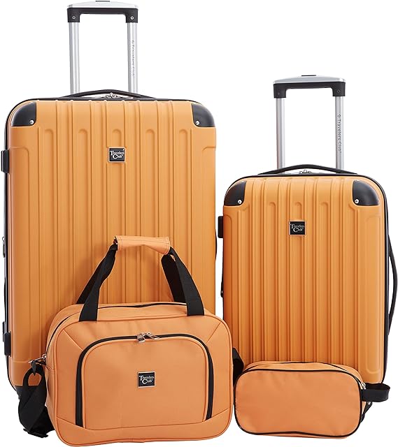 Travelers Club Midtown Hardside Luggage Travel, Butterscotch, 4-Piece Set