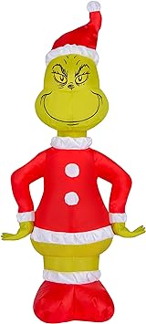 Gemmy 19" Airdorable Christmas Airblown Inflatable Grinch in Santa Suit Dr. Seuss