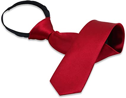 Boys' Solid Color Zipper Tie 15 inch/19 inch Polyester Satin Zipper Neckties by Aurya