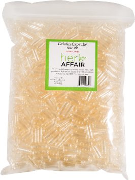 Herb Affair "Size 00" Clear Empty Gelatin Capsules - 1000 Count - Larger Size 600-1100 mg