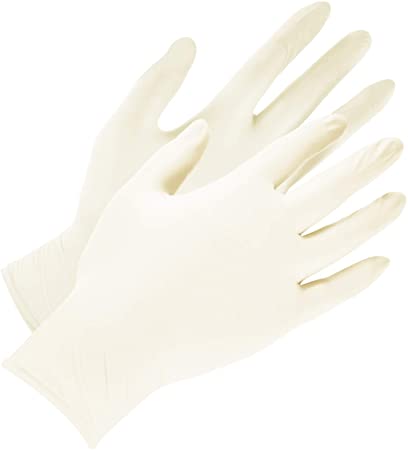 Disposable Gloves, Powder Free, Non-sterile, Ambidextrous, Pack of 100 (White, M)