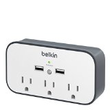 Belkin BSV300ttCW 3-Outlet Wall Mount Cradle with Dual 24 AMP Charging