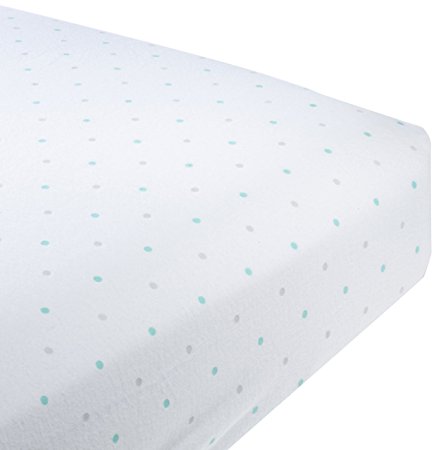 SwaddleDesigns Cotton Flannel Crib Sheet, SeaCrystal and Sterling Little Dots