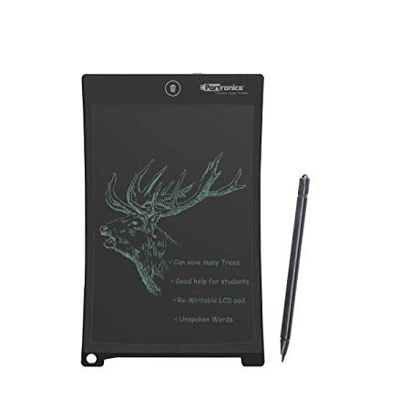 Portronics Ruffpad 10 Plus Re-Writeable LCD Writing Pad with Content Safety Button, Black