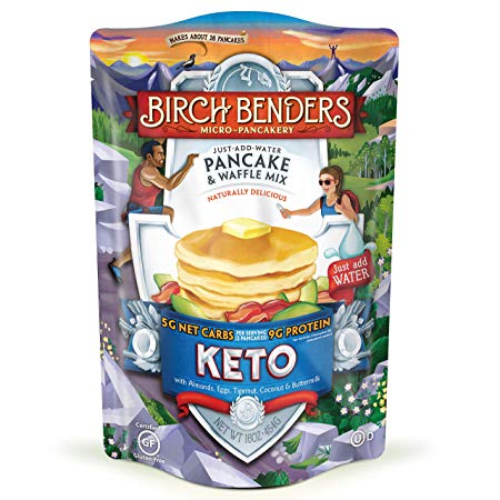 Keto Pancake & Waffle Mix by Birch Benders, Low-Carb, High Protein, Grain-free, Gluten-free, Low Glycemic, Keto-Friendly, Made with Almond, Coconut & Cassava Flour, 16 oz