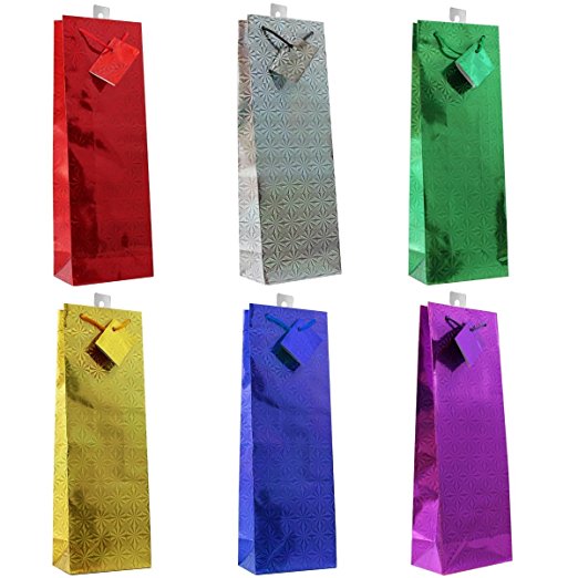 Hologram Gift Bags, 12-pc, All Occasions, Assorted Colors (Bottle)