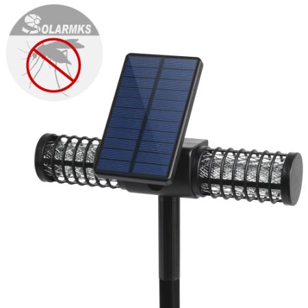 Solarmks MW-0104 Solar Bug Zapper Cordless Security 4 UV Light Outdoor Mosquito Killer Lamp