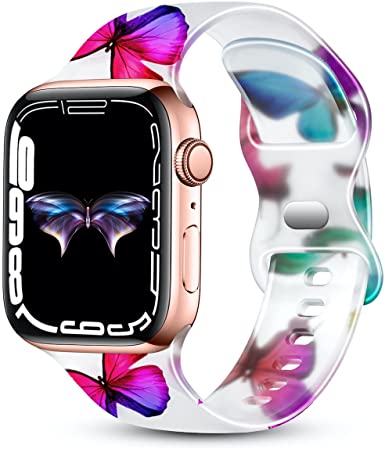 CreateGreat Transparent Bands Compatible with Apple Watch Bands 41mm 40mm 38mm 45mm 44mm 42mm for Women Men, Clear Silicone Printed Fadeless Pattern Replacement Strap for iWatch SE & Series 7,6,5,4,3,2,1