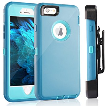 iPhone 6 Case, Fogeek Heavy Duty PC   TPU Combo Protective Defender Case for iPhone 6/6S w/ 360 Degree Rotary Belt Clip & Kickstand(Baby Blue)