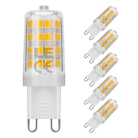 LE 5 Pack G9 LED Light Bulb, Replace 50W Halogen Bulb, 5W, 360° Beam Angle, 340lm, Warm White, 2700K, Non-dimmable, Corn Light Bulb