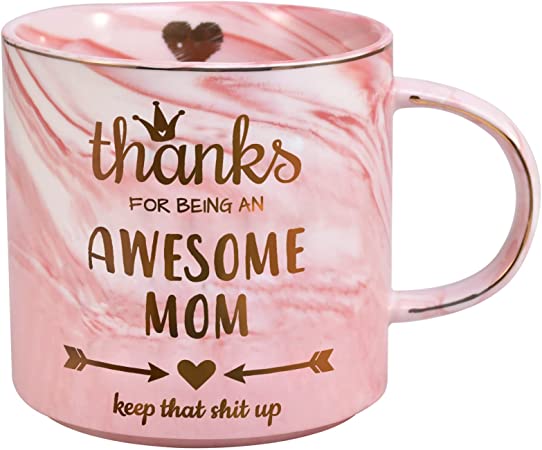 Mothers Day Gifts, Gifts for Mom from Daughter Son, Funny Gifts for Women Wife Stepmom, Mom Gifts Ideas, Tea Mug for Mom, Mom's Birthday Valentine's Day -12oz Novelty Pink Ceramic Coffee Tea Cups