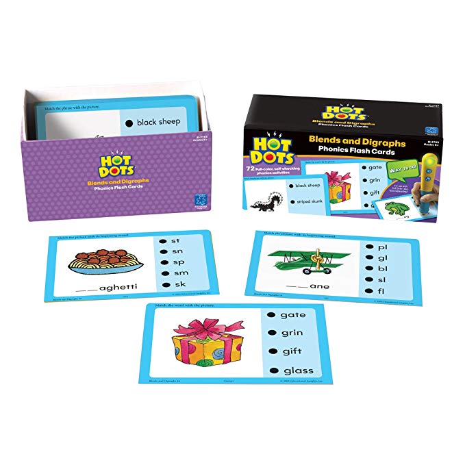 Learning Resources 2783 Educational Insights Hot Dots Phonics Flash Cards- Blends & Digraphs