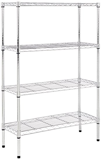 AmazonBasics 4-Shelf Shelving Unit, up to 160 kg per shelf, Chrome